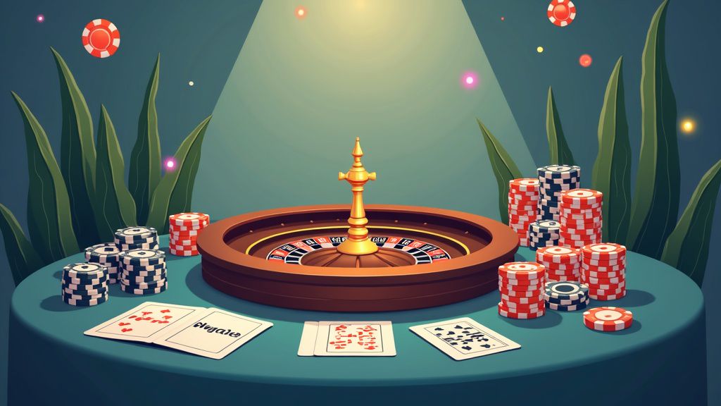 Casino table with various traditional games